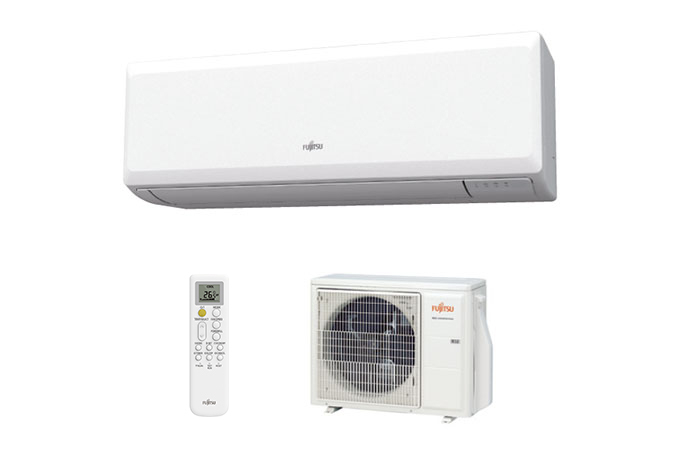 Fujitsu-General sienas tipa KP kompaktās eko sērijas siltumsūknis un kondicionieris 2,0kW komplekts, kas paredzēts 10-25m2