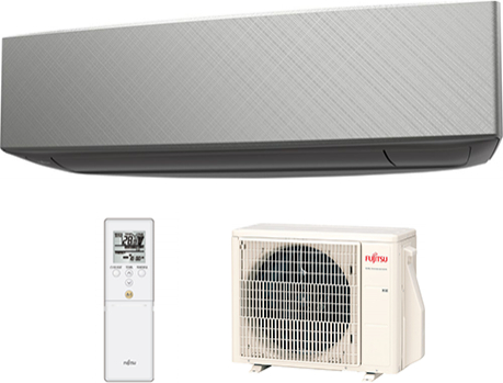Fujitsu-General sienas tipa KE dizaina sērijas siltumsūknis un gaisa kondicionieris 2,0kW (melns) komplekts, kas paredzēts 10-25m2