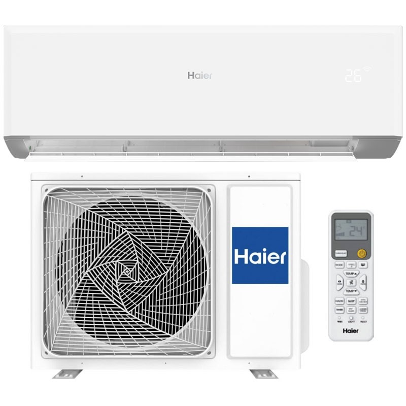 Haier sienas tipa REVIVE sērijas siltumsūknis un gaisa kondicionieris 2,5kW komplekts, kas paredzēts 15-30m2